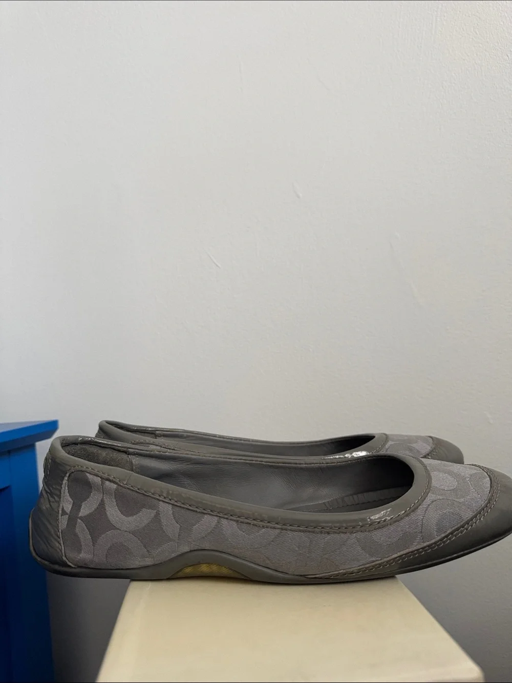 Coach Gray Signature Pattern Ballet Flats